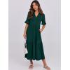 image:imageANRABESS Womens Summer Maxi Dresses Casual Ruffle Short Sleeve V Neck Flowy Tiered 2026 Spring T Shirts Beach Boho DressDark Green