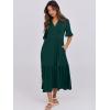 image:imageANRABESS Womens Summer Maxi Dresses Casual Ruffle Short Sleeve V Neck Flowy Tiered 2026 Spring T Shirts Beach Boho DressDark Green
