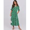 image:imageANRABESS Womens Summer Maxi Dresses Casual Ruffle Short Sleeve V Neck Flowy Tiered 2026 Spring T Shirts Beach Boho DressGreen Floral