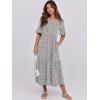 image:imageANRABESS Womens Summer Maxi Dresses Casual Ruffle Short Sleeve V Neck Flowy Tiered 2026 Spring T Shirts Beach Boho DressKhaki Polka Dot
