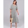 image:imageANRABESS Womens Summer Maxi Dresses Casual Ruffle Short Sleeve V Neck Flowy Tiered 2026 Spring T Shirts Beach Boho DressKhaki Polka Dot