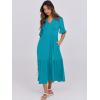 image:imageANRABESS Womens Summer Maxi Dresses Casual Ruffle Short Sleeve V Neck Flowy Tiered 2026 Spring T Shirts Beach Boho DressLake Green