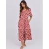 image:imageANRABESS Womens Summer Maxi Dresses Casual Ruffle Short Sleeve V Neck Flowy Tiered 2026 Spring T Shirts Beach Boho DressRed Floral