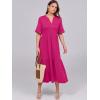 image:imageANRABESS Womens Summer Maxi Dresses Casual Ruffle Short Sleeve V Neck Flowy Tiered 2026 Spring T Shirts Beach Boho DressRose