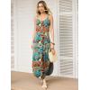 image:imageANRABESS Womens Summer Spaghetti Strap Maxi Dress Beach Cover Up Casual Sleeveless Sundress Vacation Cruise Hawaiian TravelOrange Teal Leaf