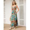 image:imageANRABESS Womens Summer Spaghetti Strap Maxi Dress Beach Cover Up Casual Sleeveless Sundress Vacation Cruise Hawaiian TravelOrange Teal Leaf