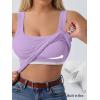 image:imageANRABESS Womens Tank Tops Built in Bra Summer Scoop Neck Sleeveless Basic Tee Ribbed Fitted Casual Shirts 2026 Trendy ClothesLight Purple
