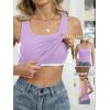 image:imageANRABESS Womens Tank Tops Built in Bra Summer Scoop Neck Sleeveless Basic Tee Ribbed Fitted Casual Shirts 2026 Trendy ClothesLight Purple