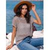 image:imageANRABESS Womens Tops 2026 Trendy Summer Shirts Crochet Cap Sleeve Knitted Sweater Spring Beach Vacation ClothesLight Khaki