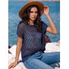 image:imageANRABESS Womens Tops 2026 Trendy Summer Shirts Crochet Cap Sleeve Knitted Sweater Spring Beach Vacation ClothesNavy Blue