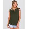 image:imageANRABESS Womens Tops Dressy Casual Lace Cap Sleeve Henley Shirts Summer Sleeveless Button Up Blouses 2026 Spring OutfitsArmy Green