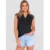 image:imageANRABESS Womens Tops Dressy Casual Lace Cap Sleeve Henley Shirts Summer Sleeveless Button Up Blouses 2026 Spring OutfitsBlack