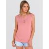 image:imageANRABESS Womens Tops Dressy Casual Lace Cap Sleeve Henley Shirts Summer Sleeveless Button Up Blouses 2026 Spring OutfitsCoral