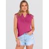 image:imageANRABESS Womens Tops Dressy Casual Lace Cap Sleeve Henley Shirts Summer Sleeveless Button Up Blouses 2026 Spring OutfitsHot Pink