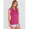 image:imageANRABESS Womens Tops Dressy Casual Lace Cap Sleeve Henley Shirts Summer Sleeveless Button Up Blouses 2026 Spring OutfitsHot Pink