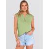 image:imageANRABESS Womens Tops Dressy Casual Lace Cap Sleeve Henley Shirts Summer Sleeveless Button Up Blouses 2026 Spring OutfitsLight Green