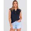 image:imageANRABESS Womens Tops Dressy Casual Lace Cap Sleeve Henley Shirts Summer Sleeveless Button Up Blouses 2026 Spring OutfitsNavy Blue