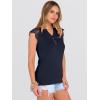 image:imageANRABESS Womens Tops Dressy Casual Lace Cap Sleeve Henley Shirts Summer Sleeveless Button Up Blouses 2026 Spring OutfitsNavy Blue