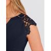 image:imageANRABESS Womens Tops Dressy Casual Lace Cap Sleeve Henley Shirts Summer Sleeveless Button Up Blouses 2026 Spring OutfitsNavy Blue