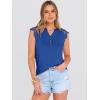 image:imageANRABESS Womens Tops Dressy Casual Lace Cap Sleeve Henley Shirts Summer Sleeveless Button Up Blouses 2026 Spring OutfitsRoayl Blue