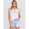 image:imageANRABESS Womens Tops Dressy Casual Lace Cap Sleeve Henley Shirts Summer Sleeveless Button Up Blouses 2026 Spring OutfitsWhite