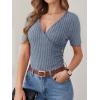 image:imageANRABESS Womens Tops Short Sleeve V Neck Sexy Ribbed Knit Slim Fit Lightweight Sweater 2026 Summer Dressy Casual TShirtsBlue