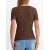 image:imageANRABESS Womens Tops Short Sleeve V Neck Sexy Ribbed Knit Slim Fit Lightweight Sweater 2026 Summer Dressy Casual TShirtsBrown