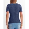 image:imageANRABESS Womens Tops Short Sleeve V Neck Sexy Ribbed Knit Slim Fit Lightweight Sweater 2026 Summer Dressy Casual TShirtsDark Blue