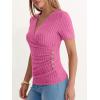image:imageANRABESS Womens Tops Short Sleeve V Neck Sexy Ribbed Knit Slim Fit Lightweight Sweater 2026 Summer Dressy Casual TShirtsHot Pink