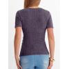 image:imageANRABESS Womens Tops Short Sleeve V Neck Sexy Ribbed Knit Slim Fit Lightweight Sweater 2026 Summer Dressy Casual TShirtsPurple