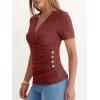 image:imageANRABESS Womens Tops Short Sleeve V Neck Sexy Ribbed Knit Slim Fit Lightweight Sweater 2026 Summer Dressy Casual TShirtsRust Orange