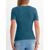 image:imageANRABESS Womens Tops Short Sleeve V Neck Sexy Ribbed Knit Slim Fit Lightweight Sweater 2026 Summer Dressy Casual TShirtsTeal