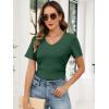 image:imageANRABESS Womens Tops Short Sleeve V Neck Shirts Slim Fit Ribbed Knit Shirt 2026 Summer Dressy Casual Lightweight SweatersDeep Green
