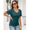 image:imageANRABESS Womens Tops Short Sleeve V Neck Shirts Slim Fit Ribbed Knit Shirt 2026 Summer Dressy Casual Lightweight SweatersLake Blue