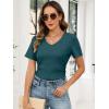 image:imageANRABESS Womens Tops Short Sleeve V Neck Shirts Slim Fit Ribbed Knit Shirt 2026 Summer Dressy Casual Lightweight SweatersLake Blue