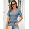 image:imageANRABESS Womens Tops Short Sleeve V Neck Shirts Slim Fit Ribbed Knit Shirt 2026 Summer Dressy Casual Lightweight SweatersLight Blue