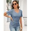 image:imageANRABESS Womens Tops Short Sleeve V Neck Shirts Slim Fit Ribbed Knit Shirt 2026 Summer Dressy Casual Lightweight SweatersLight Blue