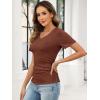 image:imageANRABESS Womens Tops Short Sleeve V Neck Shirts Slim Fit Ribbed Knit Shirt 2026 Summer Dressy Casual Lightweight SweatersRust