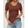 image:imageANRABESS Womens Tops Short Sleeve V Neck Shirts Slim Fit Ribbed Knit Shirt 2026 Summer Dressy Casual Lightweight SweatersRust