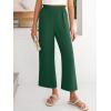 image:imageANRABESS Womens Wide Leg Palazzo Pants Summer Beach High Waisted Cropped Flowy Pants 2026 Dressy Casual Trousers with PocketsForest Green