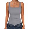 image:imageANRABESS Tank Top for Women Summer 2026 Double Lined Sleeveless Square Neck Basic Tight Workout Tees ShirtsGrey