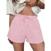 image:imageANRABESS Womens Boxer Shorts Summer Gingham Striped Drawstring Pajama Lounge Shorts With Pockets Trendy Cute Beach BottomsPink White Plaid