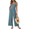 image:imageANRABESS Womens Jumpsuit Casual Summer Wide Leg Sleeveless Smocked One Piece Romper 2026 Beach Travel Vacation Jumper OutfitsBlue