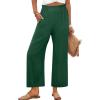 image:imageANRABESS Womens Wide Leg Palazzo Pants Summer Beach High Waisted Cropped Flowy Pants 2026 Dressy Casual Trousers with PocketsForest Green