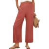 image:imageANRABESS Womens Wide Leg Palazzo Pants Summer Beach High Waisted Cropped Flowy Pants 2026 Dressy Casual Trousers with PocketsOrange Red