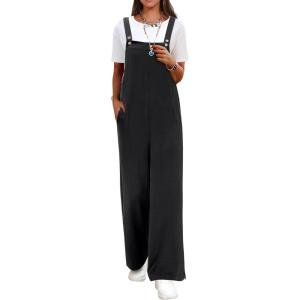 image:imageANRABESS Overalls for Women 2026 Summer Casual Loose One Piece Outfits Baggy Wide Leg Jumpers Lightweight Comfy RompersBlack