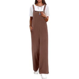 image:imageANRABESS Overalls for Women 2026 Summer Casual Loose One Piece Outfits Baggy Wide Leg Jumpers Lightweight Comfy RompersBrown