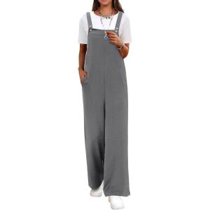 image:imageANRABESS Overalls for Women 2026 Summer Casual Loose One Piece Outfits Baggy Wide Leg Jumpers Lightweight Comfy RompersDark Gray