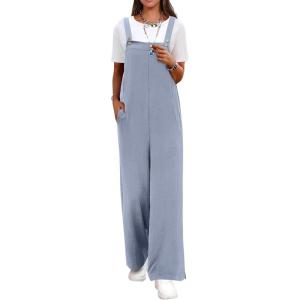 image:imageANRABESS Overalls for Women 2026 Summer Casual Loose One Piece Outfits Baggy Wide Leg Jumpers Lightweight Comfy RompersGrey Blue