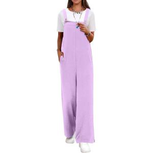 image:imageANRABESS Overalls for Women 2026 Summer Casual Loose One Piece Outfits Baggy Wide Leg Jumpers Lightweight Comfy RompersLight Purple